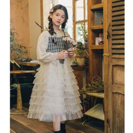 Girl's Dresses 10 12 Years Girls Party Ball Gown Kids Birthday Ceremony Long Sleeve Mesh Formal Dress 2022