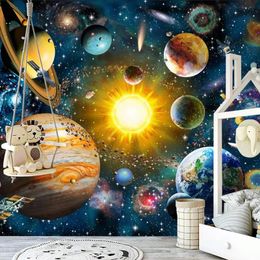 Sfondi personalizzati 3d PO Wallpaper per bambini camera da letto moderna dipinti di cartone animato universo stella pianeta pianeta per bambini murale murale muro di sfondo murale