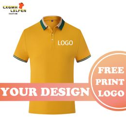 6 Colours of summer casual solid Colour small lapel short-sleeve shirt POLO shirt custom printing DIY brand text 220608