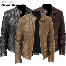 Autumn Men PU Leather Jacket Plus Size Black Mens Stand Collar Coats Biker Jackets Motorcycle Leather Bomber Jacket S-5XL L220801
