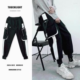 Men's Pants Summer Cargo Mens Ribbon Beam Feet Korean Version Fashion Loose Street Hip-hop Harem Bib Overall Joggers SweatpantsMen's Naom22