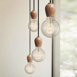 Pendant Lamps Nordic Retro Lights Oak Wood Lamp E27 Vintage Design Hanging Loft Living Room Dining RestaurantPendant