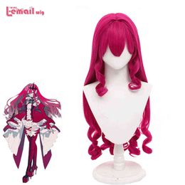 L-email wig Synthetic Hair Game Fate Tristan Cosplay Wig Fate/Grand Order 80cm Long Wine Red Heat Resistant Wigs220505