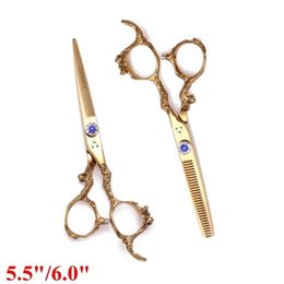 5.5 6 Hair Cutting Scissors 440C Professional dressing Scissor Barber Thinning Shears Dragon Handle 9003# 220317