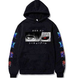 Harajuku Unisex Hoodies Japanese Anime Tokyo Ghoul Kaneki Ken Eyes Printed Men's Hoodie Streetwear Casual Sweatshirts G220429