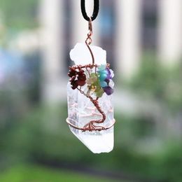 Pendant Necklaces White Crystal Tree Of Life Necklace Reiki Chakra Yoga Handmade Wire Wrapped With For Women MenPendant