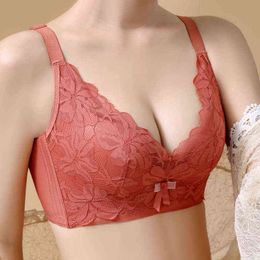 Floral Lace Bras For Women Push Up Sexy Latex Lingerie Wireless A B Cup Comfort Brasserie Adjustable Seamless Bra L220726