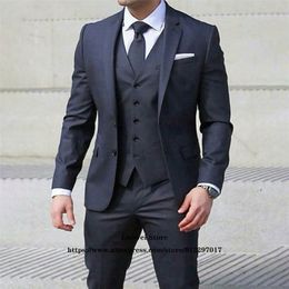 Classic Suits For Men Slim Fit 3 Piece Sets Formal Wedding Groom Prom Tuxedo Male Office Business Blazer JacketVestPants 220817