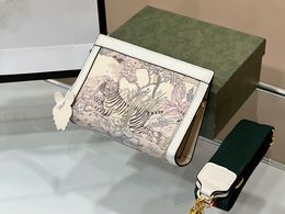 High quality leather shoulder bag designer design women's animal landscape pattern clip bag delivery box
