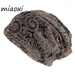 Beanie/Skull Caps Miaoxi Hip Hop Fashion Women Hat Lady Summer Rayon Beanies Scarf Double Use Adult Girl's Gorros Casual Brand Hats Delm22