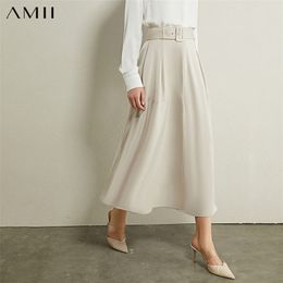 Amii Minimalism Autumn Winter Fashion Women's Skirt Causal Solid Aline Calf-length Female Skirt Temperament Skirt Women 12040392 210315