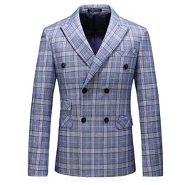 fashion autumn luxury slim fit casual jacket cotton men blazer double breasted mens blazer jacket plus size 5xl 201104
