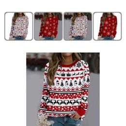 Women's Hoodies & Sweatshirts Autumn Winter Unique Elk Gnome Print Xmas Pullover Jumper Stretchy For Outdoor