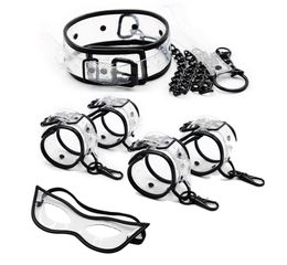 New Adjustable Transparent PVC Handcuffs Ankle Cuffs Neck Collar Manacle BDSM Bondage Restraints Shackles sexy Toy for Couples