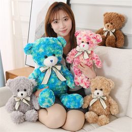 High Quality 40/50/60cm Colourful bear Lovely Teddy Bear Special Material Bow Tie Stuffed Animal Good Gifts For Kids Birthday