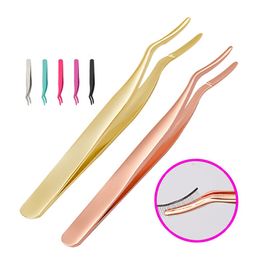 1pc False Eyelash Tweezers False Eyelashes Applicator Stainless Steel Eyelash Extension Curler Nipper Clip Clamp Makeup Tools