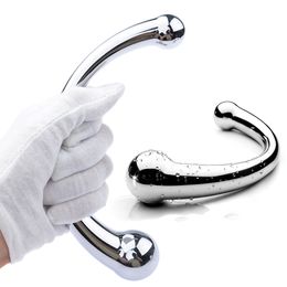 S/L Metal Anal Dildo Vaginal G Spot Prostate Massager Double Head Beads Butt Plug Unisexy SM Insert sexy Toys For Men Women