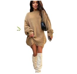 2022 Twist Oversized Knitted Sweater Mini Dress Women Autumn Winter Sexy Long Sleeve Casual Pullover Jumper Dresses Mother's Days Gift