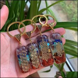 Key Rings Jewelry Orgonite Chakela Rainbow Seven Chakra Reiki Healing Energy Stone Meditation Keychain Ring Foe Women Men Drop Delivery 2021