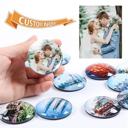 Custom Po Fridge Magnet Glass Dome Stickers Personalise Home Decor Souvenirs Gift 220711