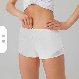 lu-248 Summer Yoga Hotty Hot Shorts Breathable Quick Drying Sports Underwear Women's Pocket Running Fitness Pants Princess Sportswear Gym3