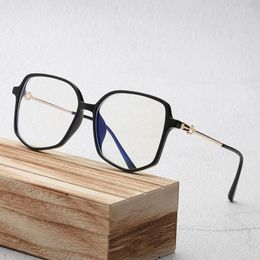 Classic Oversized Square Tr90 Metal Eyeglasses Fashion Women Optical Myopia Transparent Spectacles Eyewear Men Computer Glasses Sunglasses F