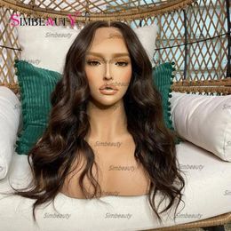 Pre Plucked Dark Brown 360 Lace Frontal Human Hair Wigs Natural Hairline Glueless Wavy 5x5 Closure Wigs for Black Women HD Transparent Full Laces Wigss