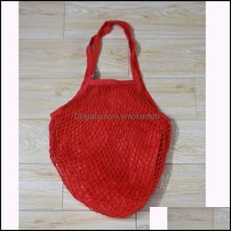 Storage Bags Home Organization Housekee Garden Shop Handbags Shopper Tote Mesh Net Woven Cotton Bag String Reusable Fruit Store Handbag 7