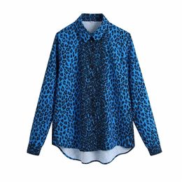 Women Blouse Shirt Leopard printed Long Sleeves Collared Elegant Fashion Chic Lady Woman Blouse Shirt Tops 210709