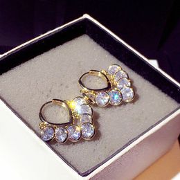 Shine Tassels Top Quality Bling Hoop Huggie Earring Drop Dangle Super Charm Rhinestone Temperament Fashion Engagement Ear Stud for Lady Wedding Pendant Jewelry