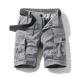 Mens Summer Cotton Army Tactical Cargo Shorts Fashion Khaki Multipocket Casual Short Pants Loose Shorts Men D220611