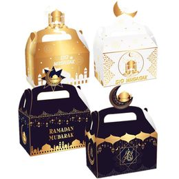 Party Decoration 4pcs Eid Mubarak Gift Bag With Handle Paper Candy Box Supplies Kids Favours Al-Fitr Ramadan Decor