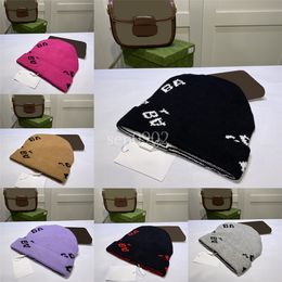 Full Letter Jacquard Beanie Men Women Luxury Beanies Solid Colour Adjustable Hat Winter Windproof Beanies