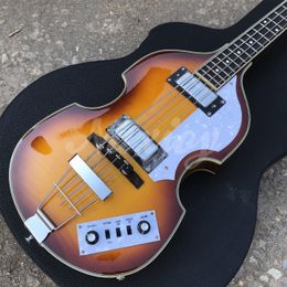 Sunburst Flame Maple 4 Strings Electric Bass Hollow Body Vintage CT Violin BB2 Bass Guitarra