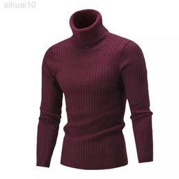 2022 Winter Jacquard Sweaters Men's Turtleneck Warm Solid Colour Long Sleeve Sweater Sports Male Knitted Slim New Year Clothing L220801