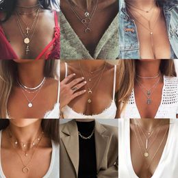 Pendant Necklaces Mveifol Bohemian Multi Layered Necklace Choker For Women Fashion Geometric Coin Star Moon Statement JewelryPendant