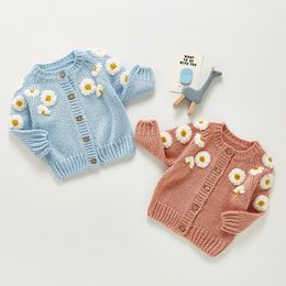 Jackets Spring Baby Girls Embroider Cardigan Coat Clothing Autumn Long Sleeve Printing Knit Children Kids CoatsJackets