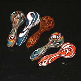 Colored Hand Pipe glass burner Mini Smoking Blunt Pipe short pipes for dry herb