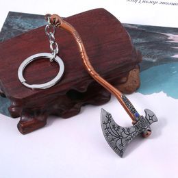 Keychains God Of War 4 Kratos Axe Keychain Guardian Shield Pendant For Women Men Fans Car Keyring Jewelry Cosplay Prop GiftKeychains
