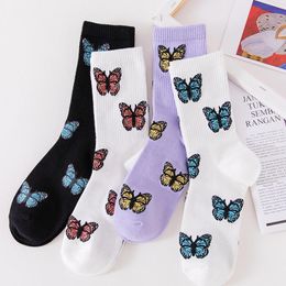 Socks & Hosiery Butterfly Women Streetwear Harajuku Crew Fashion EU Size 35-40 Japanese Korean Cute Designer SocksSocks