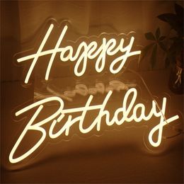 Custom Happy Birthday Led Flex Transparent Acrylic Wall Decor Sign Light Letter Board Party Background Creative Gift 220615