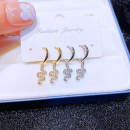 Hoop & Huggie Delicate Cute Snake Small Earrings For Women Gold Colour Cubic Zirconia JewelryHoop