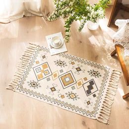 Carpets Tassel Area Rug Floor Mat Retro Bohemian Hand Woven Cotton Linen Carpet Bedroom Tapestry Decorative Blanket RugCarpets CarpetsCarpet