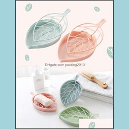 Soap Dishes Bathroom Accessories Bath Home Garden New Mti-Functional Household Storage Box Shower Leaf Shape Dish Plate Tray Holder Case C