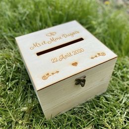 Personalized Card Custom Wooden Save Wedding lope Gift es for Birthday Party Baby Shower Wood Box 220712