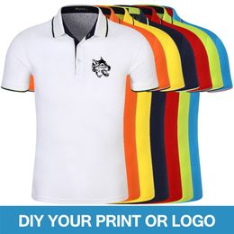 High Quality Summer Men Short Sleeve Polo Shirts Lapel Polos Custom Printing Po Text Shirts Tops Male Fashion Streatwear 220702