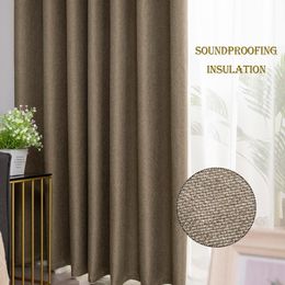Curtain & Drapes Thickened Linen Blackout Curtains For Bedroom Living Room Study 350cm Height Soundproofing Window Treatments DrapesCurtain