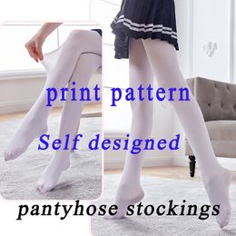 High Quality 3D Printing Custom Pantyhose Stockings Self designed Pattern Fashion Sexy Tight To Map 220704