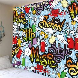 Tapestries Graffiti Tapestry Wall Hanging For Kids Bedspread Dorm Cover Beach Towel Backdrop Home Room Art Multiple Sizes DropshipTapestries