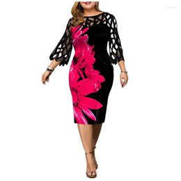 Plus Size Dresses Party Dress Ladies Midi Mesh Petal Sleeve Lace Elegant Bodycon L-5XL Evening Woman Summer Streetwear VestidoPlus Holl22